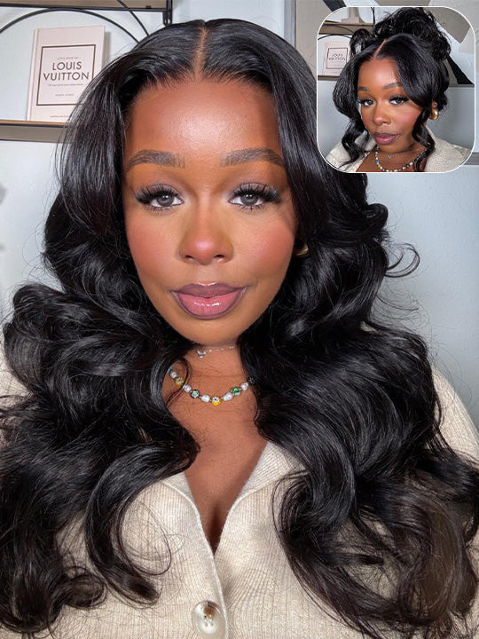 13x6 HD Lace Frontal Wig Body Wave Pre Plucked Glueless Wig Pull Go Drawstring Cap Ready to Go Wig