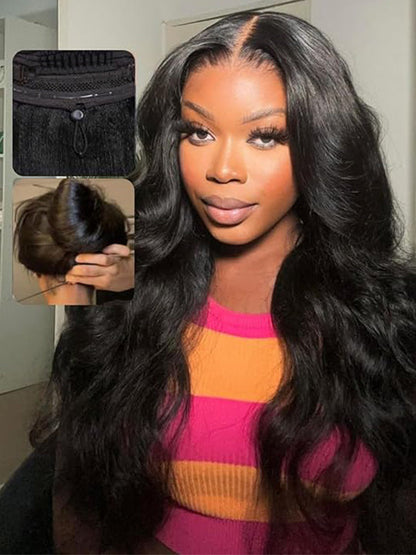 13x6 HD Lace Frontal Wig Body Wave Pre Plucked Glueless Wig Pull Go Drawstring Cap Ready to Go Wig