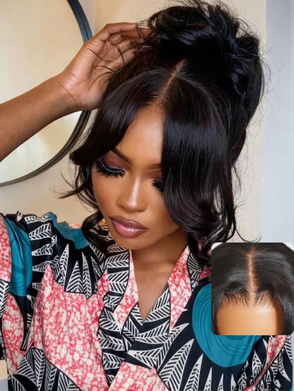 KissLove Glueless Invisi-Drawstring 360 Lace Wig Body Wave Pre Everything Kinky Edge Lace Frontal Wigs