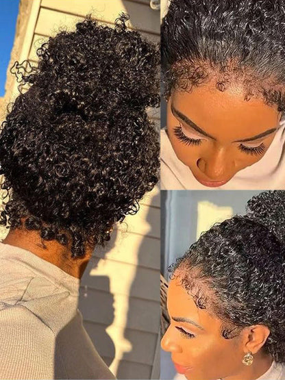 KissloveHair 4C Edge Kinky Curly Hair 360 Lace Wig Invisi Drawstring Glueless Lace Wigs