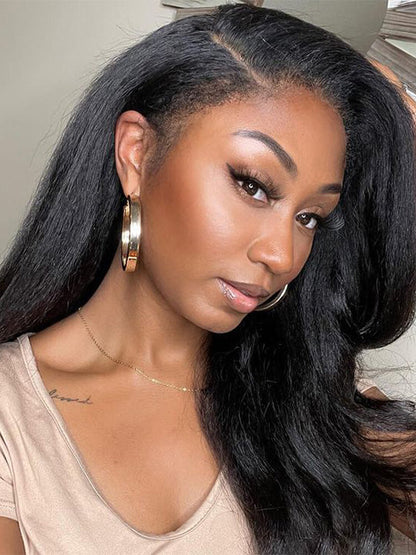 [Flash Deal] Hybrid Kinky Edge Kinky Straight Human Hair Wigs Newborn Hairline Glueless Lace Wig