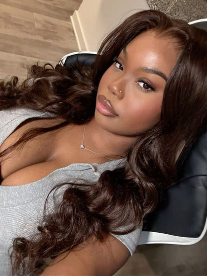 Pre Plucked Chocolate Brown 3D Body Wave Wig 5x5 13x4 13x6 Lace Frontal Human Hair Wigs