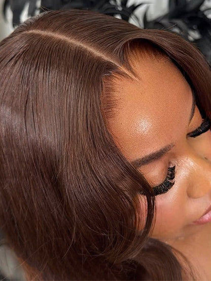 Pre Plucked Chocolate Brown 3D Body Wave Wig 5x5 13x4 13x6 Lace Frontal Human Hair Wigs