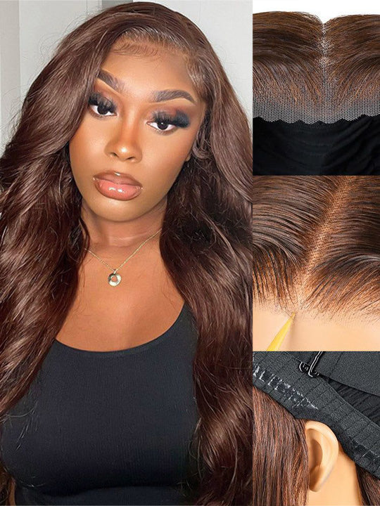 Pre Plucked Chocolate Brown 3D Body Wave Wig 5x5 13x4 13x6 Lace Frontal Human Hair Wigs