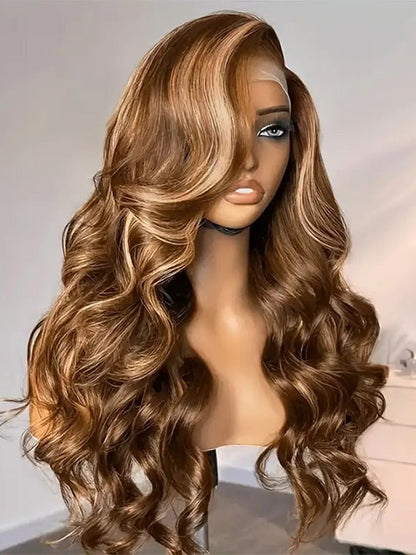 Honey Blonde Highlights 3D Body Wave Wig 5x5 13x4 13x6 Full Lace Frontal Human Hair Wigs