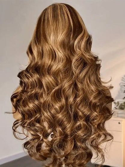 Honey Blonde Highlights 3D Body Wave Wig 5x5 13x4 13x6 Full Lace Frontal Human Hair Wigs