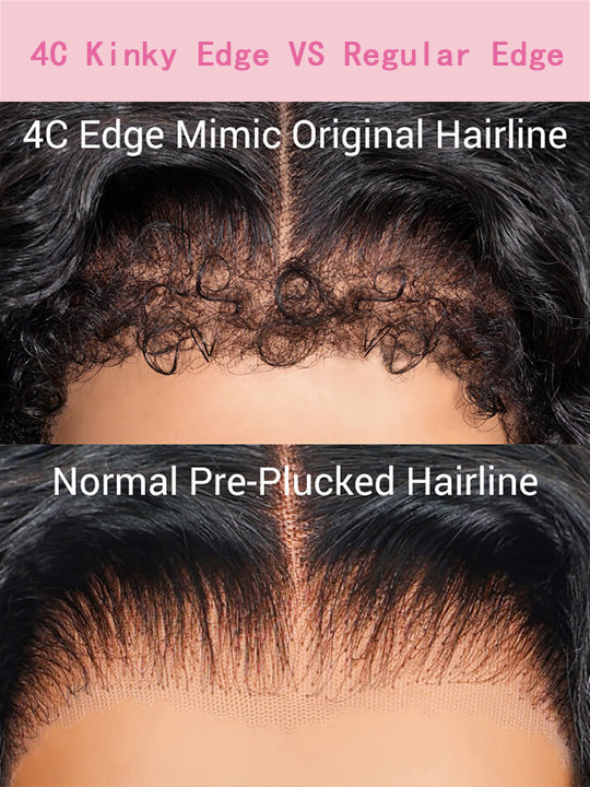 KissloveHair 4C Edge Kinky Curly Hair 360 Lace Wig Invisi Drawstring Glueless Lace Wigs