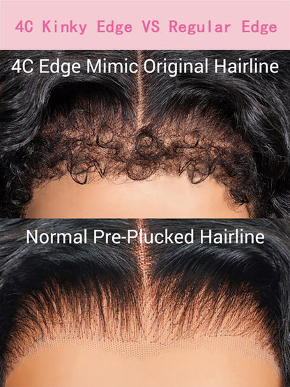 KissloveHair 4C Edge Kinky Curly Hair 360 Lace Wig Invisi Drawstring Glueless Lace Wigs
