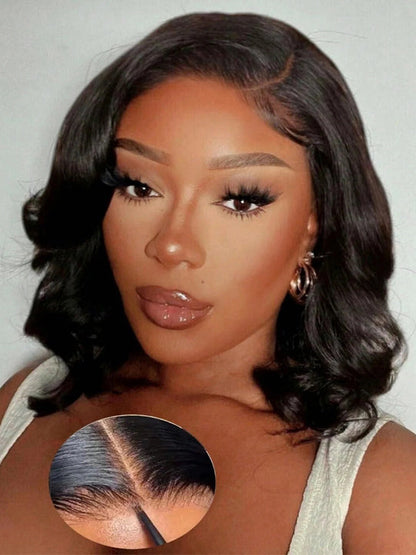 Pre Styled Side Part Body Wave Bob Wig Glueless Ready to Go Short Bob Wigs