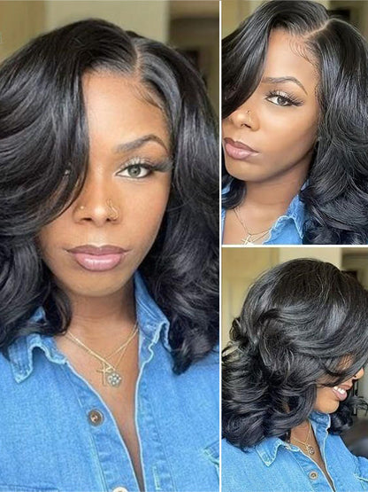 Pre Styled Side Part Body Wave Bob Wig Glueless Ready to Go Short Bob Wigs