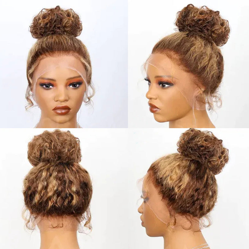 Kisslove Pre-bleached Knots Water Wave Highlight 360 Lace Wig With Invisi-Drawstring Cap