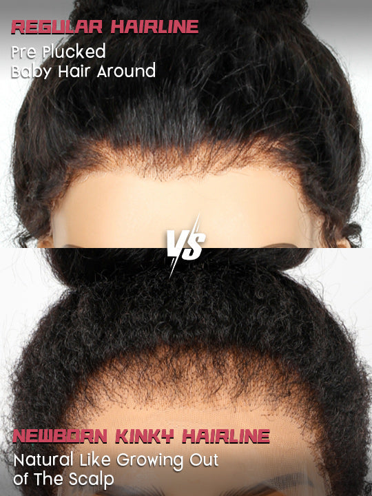 [4C Wig] Kinky Straight Hair With Kinky Edges 100% Human Hair Pull & Go Drawstring Wig Kisslove Hair