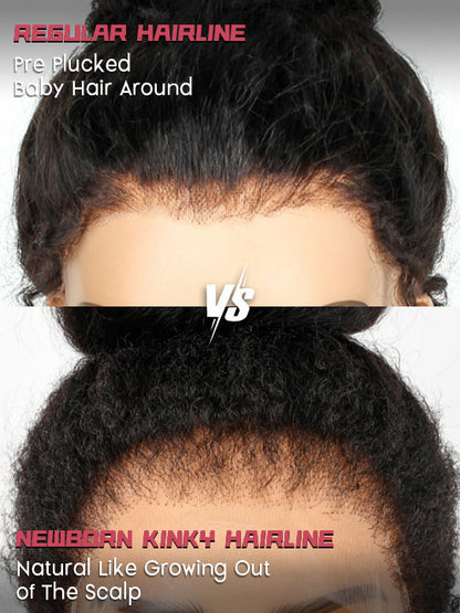 [4C Wig] Kinky Straight Hair With Kinky Edges 100% Human Hair Pull & Go Drawstring Wig Kisslove Hair