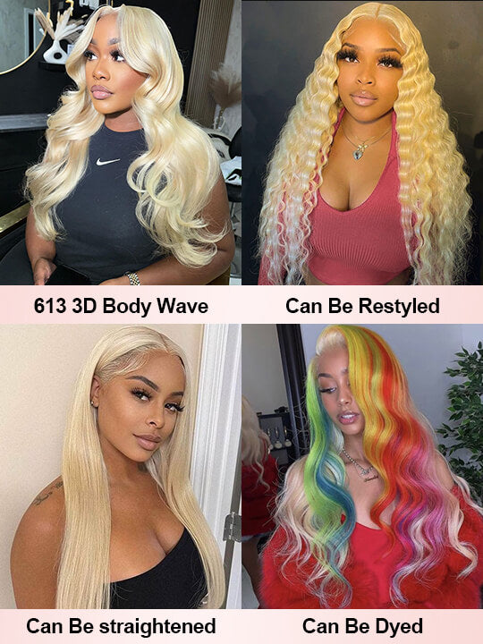 13x6 Lace Wig 613 Honey Blonde Hair 3D Body Wave Human Hair Wigs