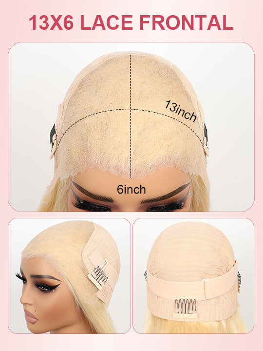 13x6 Lace Wig 613 Honey Blonde Hair 3D Body Wave Human Hair Wigs