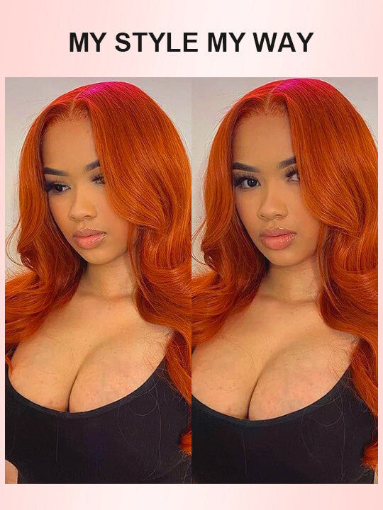 13x6 HD Full Lace Frontal Wig Ginger Color 3D Body Wave Brazilian Human Hair Lace Wigs