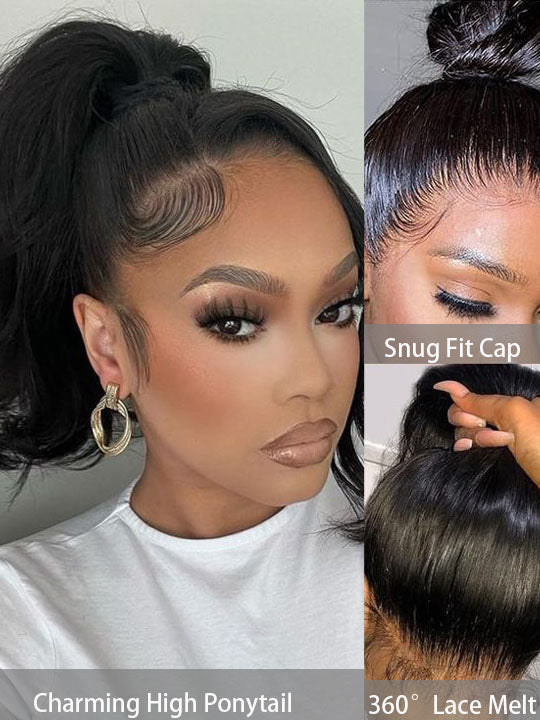 KissLove Glueless Invisi-Drawstring 360 Lace Wig Body Wave Pre Everything Kinky Edge Lace Frontal Wigs