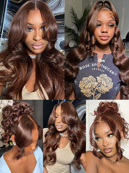 Kisslove Pre-Everything Upgraded Chocolate Brown Wig 3D Body Wave 360 Lace Wigs Human Hair