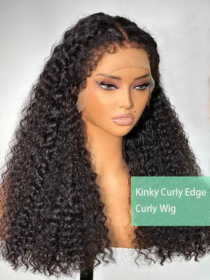 [4C Wig] Bleached Knots Kinky Curly Hair With Kinky Curly Newborn Edge Human Hair Lace Frontal Wig