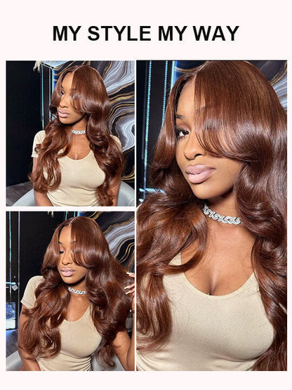 Pre Plucked Chocolate Brown 3D Body Wave Wig 5x5 13x4 13x6 Lace Frontal Human Hair Wigs