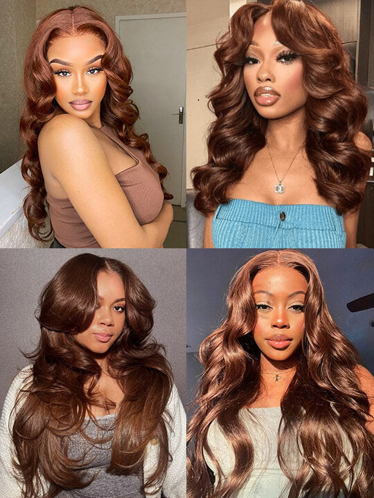 Pre Plucked Chocolate Brown 3D Body Wave Wig 5x5 13x4 13x6 Lace Frontal Human Hair Wigs