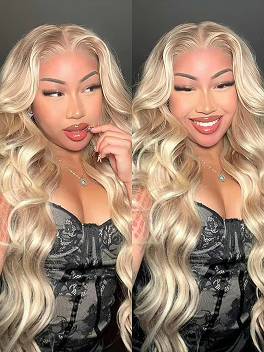 Blonde Balayage On Brown 3D Body Wave 13x6 Lace Front Human Hair Wigs