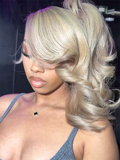 Kisslove Blonde Balayage On Warm Brown 3D Body Wave 360 Lace Wigs Invisi Drawstring Cap Hat Wig