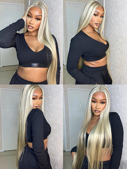 Blonde Balayage On Brown 3D Body Wave 13x6 Lace Front Human Hair Wigs