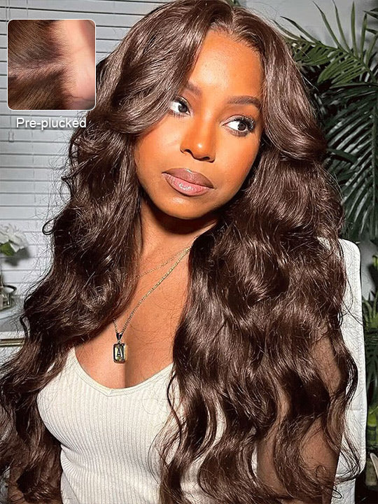 Pre Plucked Chocolate Brown 3D Body Wave Wig 5x5 13x4 13x6 Lace Frontal Human Hair Wigs