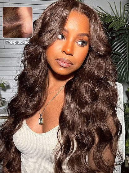 Pre Plucked Chocolate Brown 3D Body Wave Wig 5x5 13x4 13x6 Lace Frontal Human Hair Wigs