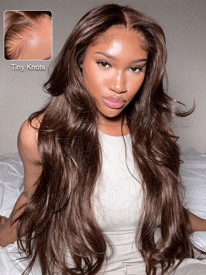 Pre Plucked Chocolate Brown 3D Body Wave Wig 5x5 13x4 13x6 Lace Frontal Human Hair Wigs