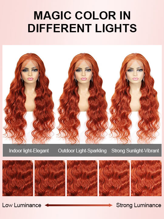 Ginger Hair Colored Wig 3D Body Wave 4x4 13x4 Lace Front Human Hair Wigs #350