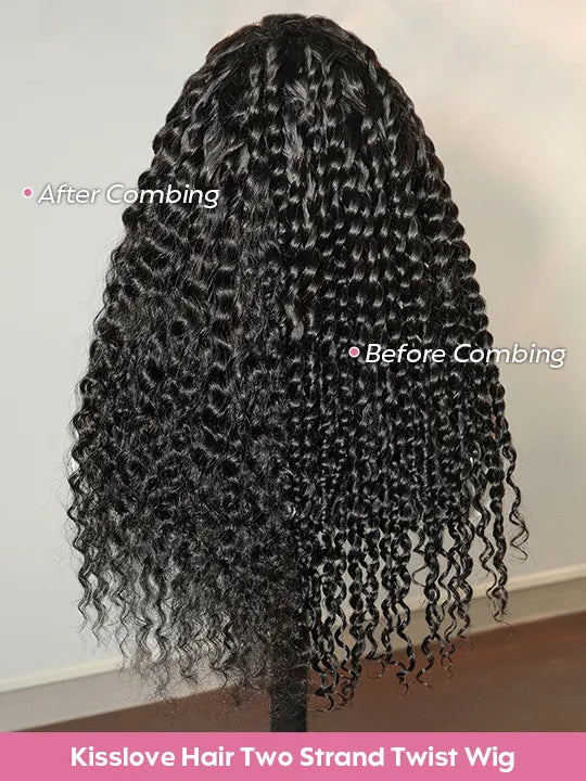 Kisslove Hair Two Strands Twists Pre-Braid Glueless 360 Lace Frontal Human Hair Wigs
