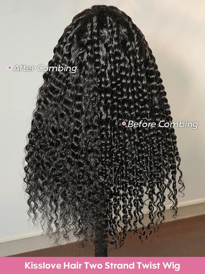Kisslove Hair Two Strands Twists Pre-Braid Glueless 360 Lace Frontal Human Hair Wigs