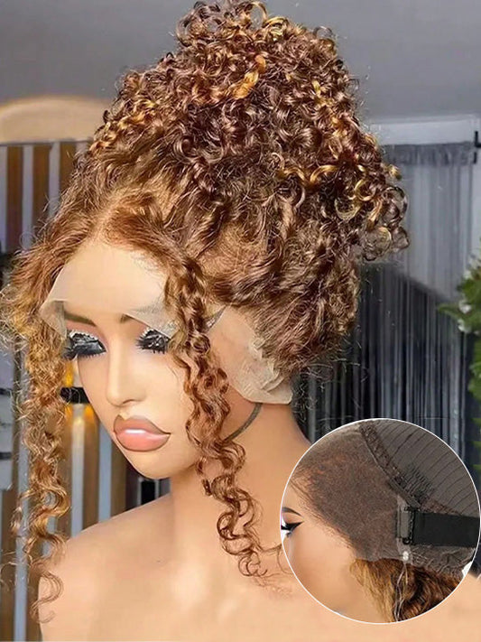 Kisslove Pre-bleached Knots Water Wave Highlight 360 Lace Wig With Invisi-Drawstring Cap