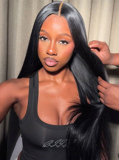 Bone Straight Hair 13x6 Full Lace Frontal Wig Bye Bye Knots Glueless Human Hair Wigs