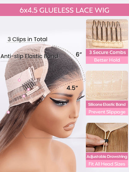 Glueless Ombre Warm Brown To Blonde Balayage Bouncy Body Wave Wig 6x4.5 Lace Wig