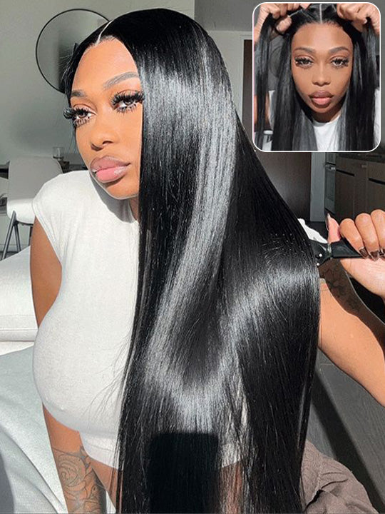 Bone Straight Hair 13x6 Full Lace Frontal Wig Bye Bye Knots Glueless Human Hair Wigs