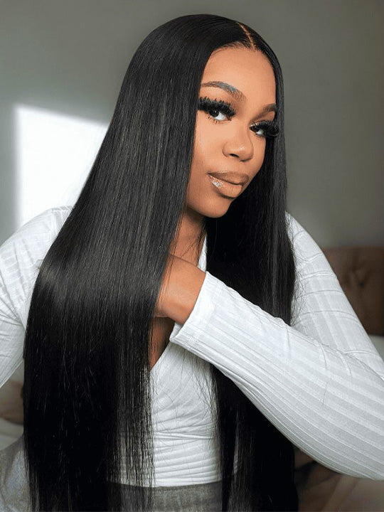Bone Straight Hair 13x6 Full Lace Frontal Wig Bye Bye Knots Glueless Human Hair Wigs