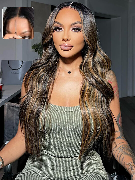 [Flash Sale] Pre Bleached Bye Bye Knots Brown Balayage Highlight Wig Body Wave Lace Frontal Wigs