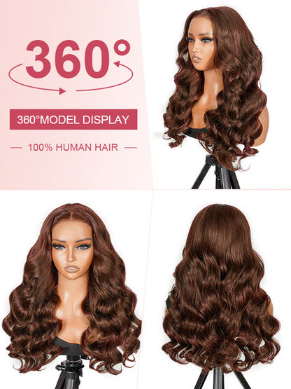 Pre Plucked Chocolate Brown 3D Body Wave Wig 5x5 13x4 13x6 Lace Frontal Human Hair Wigs