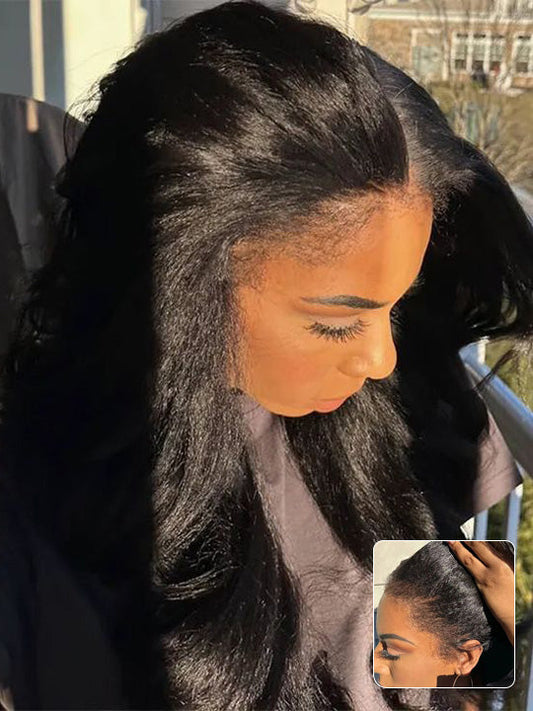 Kisslove Newborn Hairline Kinky Straight Hair Invisi-Drawstring 360 Lace Wig Pre Everything Glueless Wigs