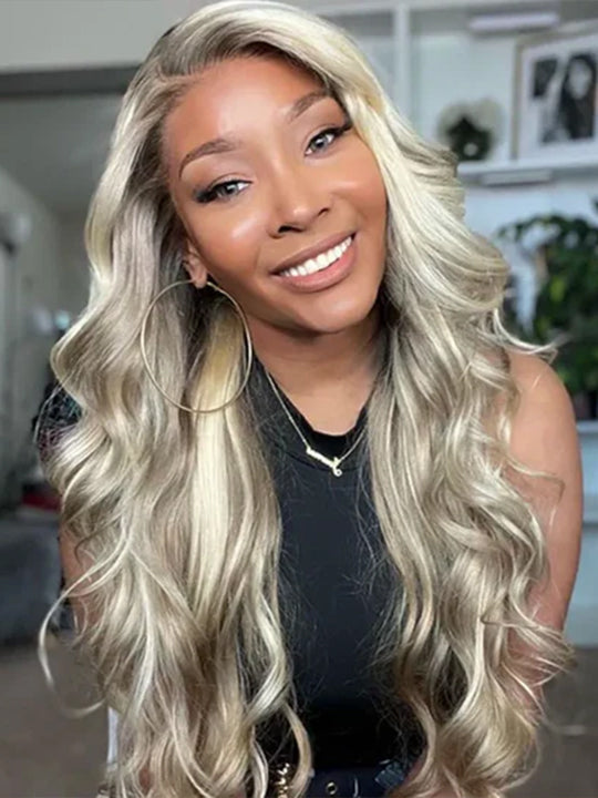 Blonde Balayage On Brown 3D Body Wave 13x6 Lace Front Human Hair Wigs
