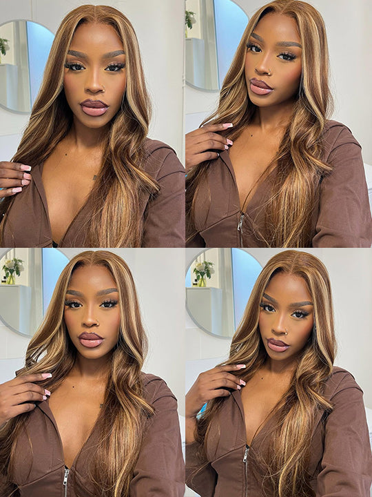 Honey Blonde Highlights 3D Body Wave Wig 5x5 13x4 13x6 Full Lace Frontal Human Hair Wigs