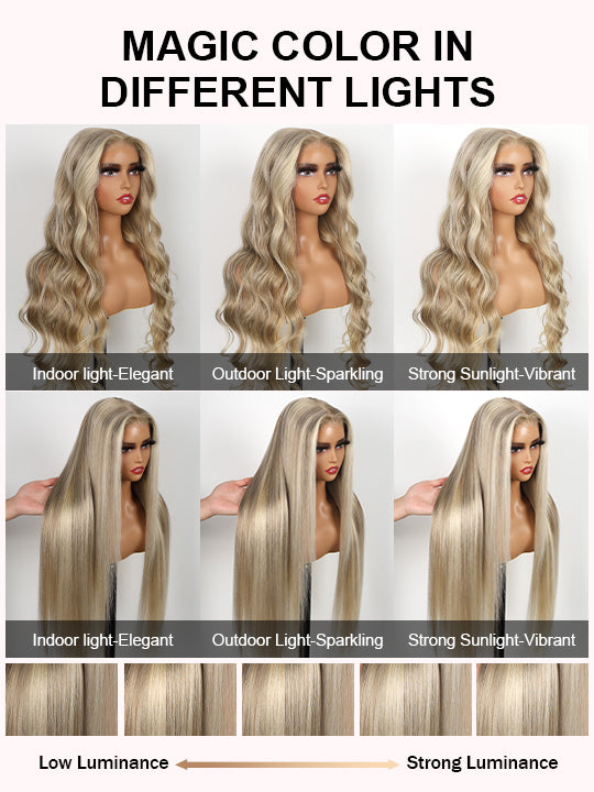 Blonde Balayage On Brown 3D Body Wave 13x6 Lace Front Human Hair Wigs