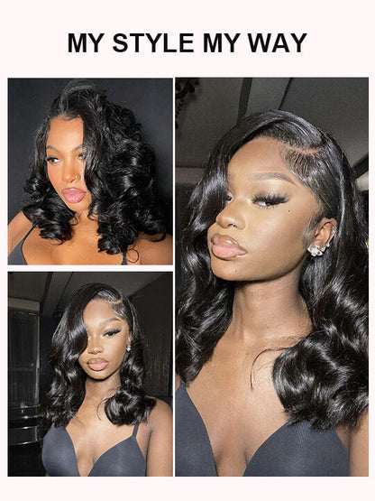 13x6 HD Lace Frontal Wig Body Wave Pre Plucked Glueless Wig Pull Go Drawstring Cap Ready to Go Wig