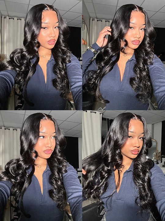 13x6 HD Lace Frontal Wig Body Wave Pre Plucked Glueless Wig Pull Go Drawstring Cap Ready to Go Wig