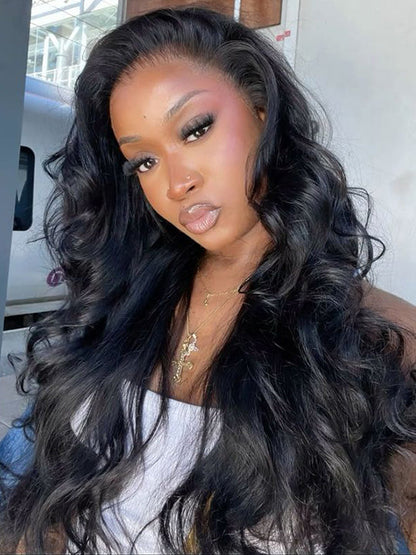 13x6 HD Lace Frontal Wig Body Wave Pre Plucked Glueless Wig Pull Go Drawstring Cap Ready to Go Wig
