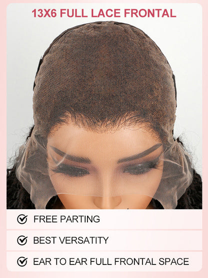 Kisslove Hair Black Cherry Water Wave Invisi Drawstring Lace Frontal Wig Glueless Dark Plum Color Wig