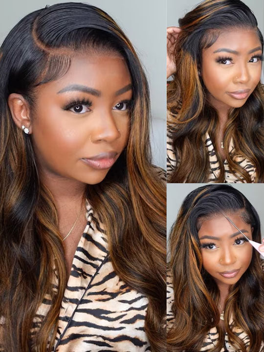 [Flash Sale] Pre Bleached Bye Bye Knots Brown Balayage Highlight Wig Body Wave Lace Frontal Wigs